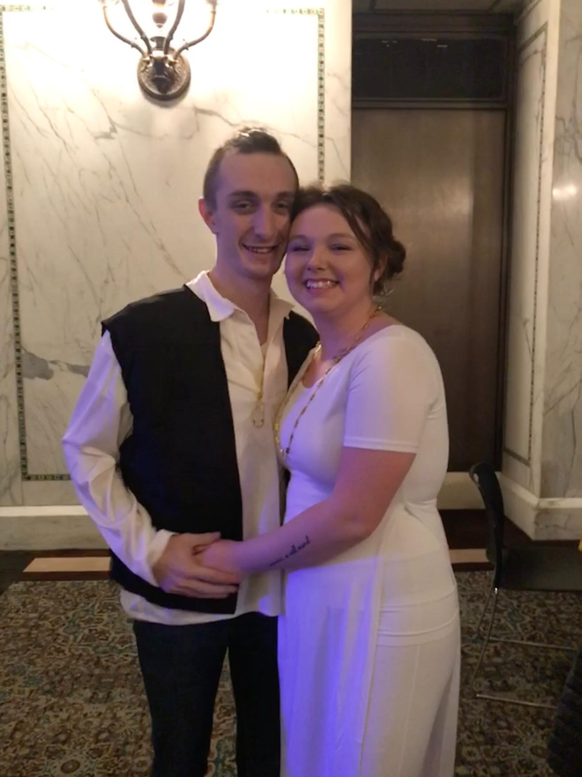 Dressed up as Han Solo and Princess Leia for a themed Mardi Gras party. 