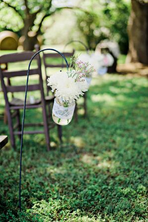 Mason Jar Vases on Shepherd's Hooks