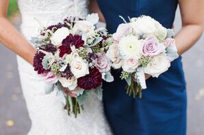 Navy Bridesmaid Dresses, Charcoal Groomsmen Suits