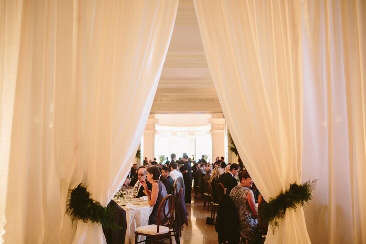 White Drapery Leading Into Reception Ballroom