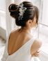 AW Bridal AW BRIDAL Wedding Hair Comb Ivory Flower Bridal Headpiece Hair Clip Wedding Hair Accessories for Brides (Silver) Silver Pins, Combs + Clip - thumbnail - 4