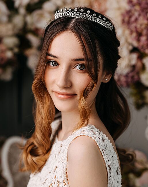 AW Bridal AW BRIDAL Crystal Tiara Crowns for Women - Sparkling Princess Tiara for Bride, Fashion Bridal Headband Hair Accessories for Wedding Birthday Prom Silver Silver Tiara - 6