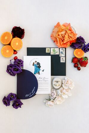 Modern Wedding Invitation Styled With Oranges