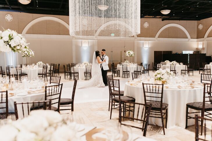 Couple Dancing Under Silver Chandelier at Casa Real at Ruby Hill Winery in Pleasanton, California