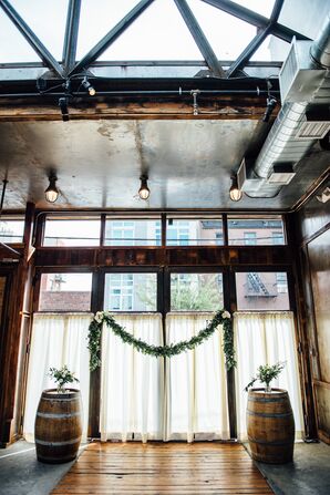 Wine Barrel and Eucalyptus Garland Decor
