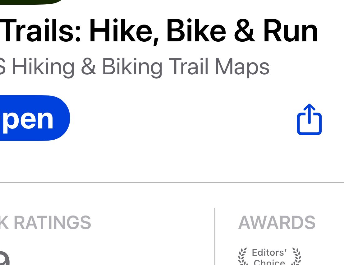 Picture of All Trails app for hiking