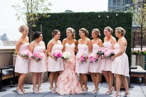Strapless Blush David's Bridal Bridesmaid Dresses