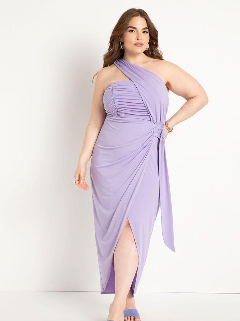 Lavender wedding guest cocktail dress from ELOQUII