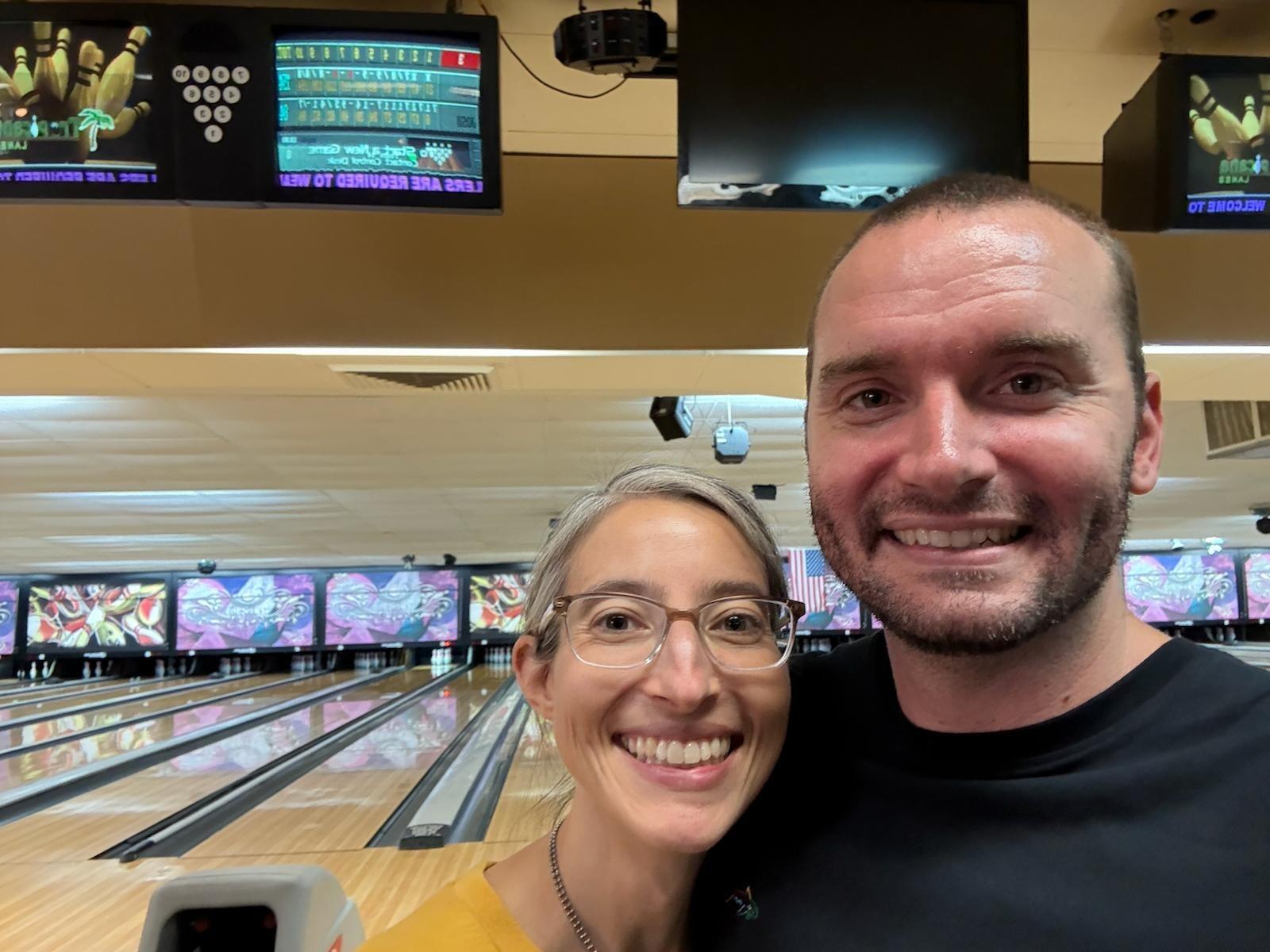 Erin's scores improved over the course of 3 games and Josh's...didn't, but we BOTH topped 150!
