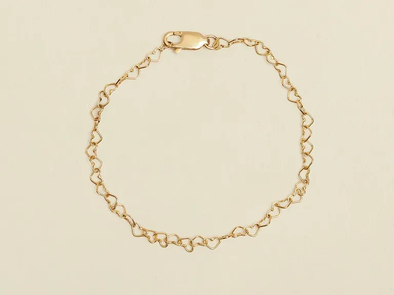 Gold heart chain link bracelet