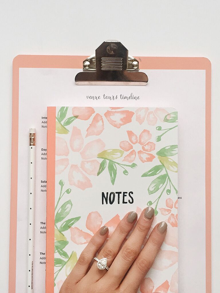 Engagement ring selfie idea, with your planning notebook