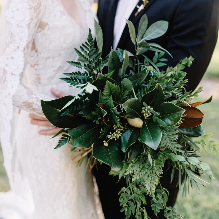 Fern and magnolia leaf bouquet