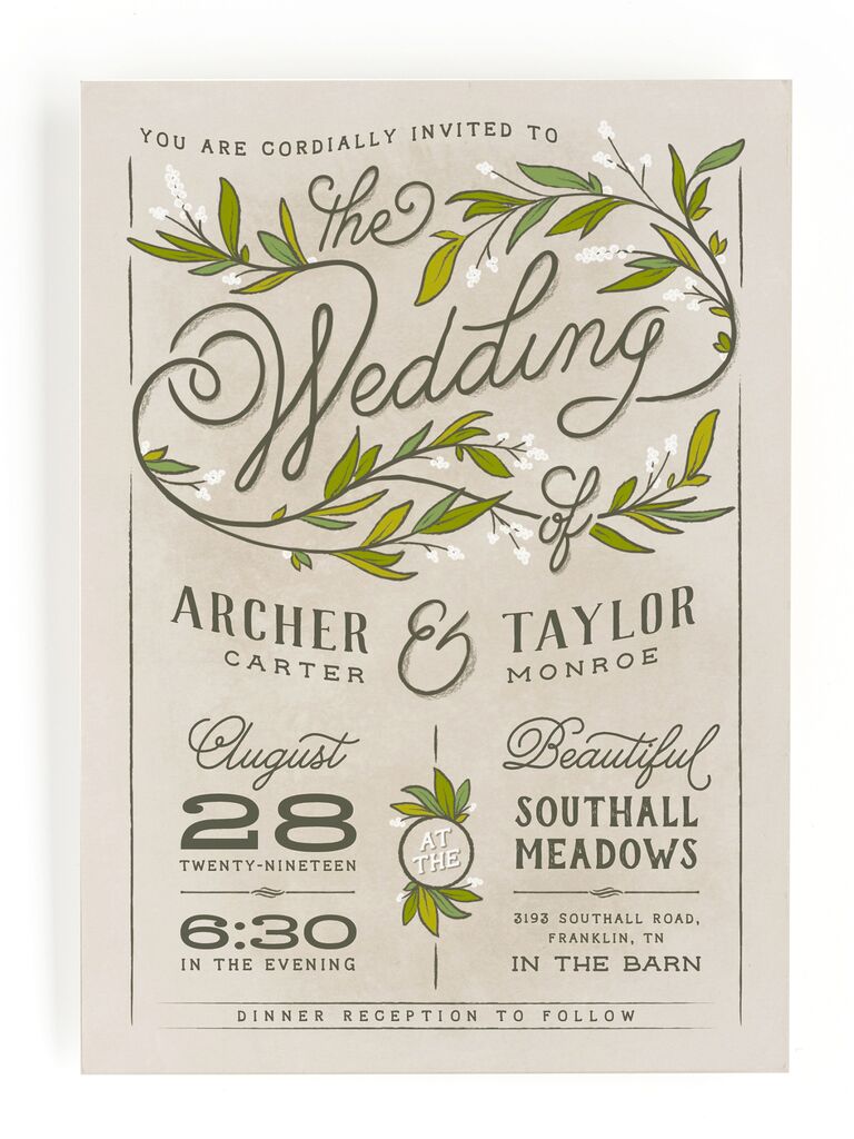 Classic rustic wedding invitation
