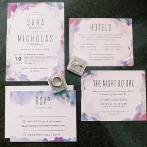 Modern Purple Watercolor Wedding Invitations