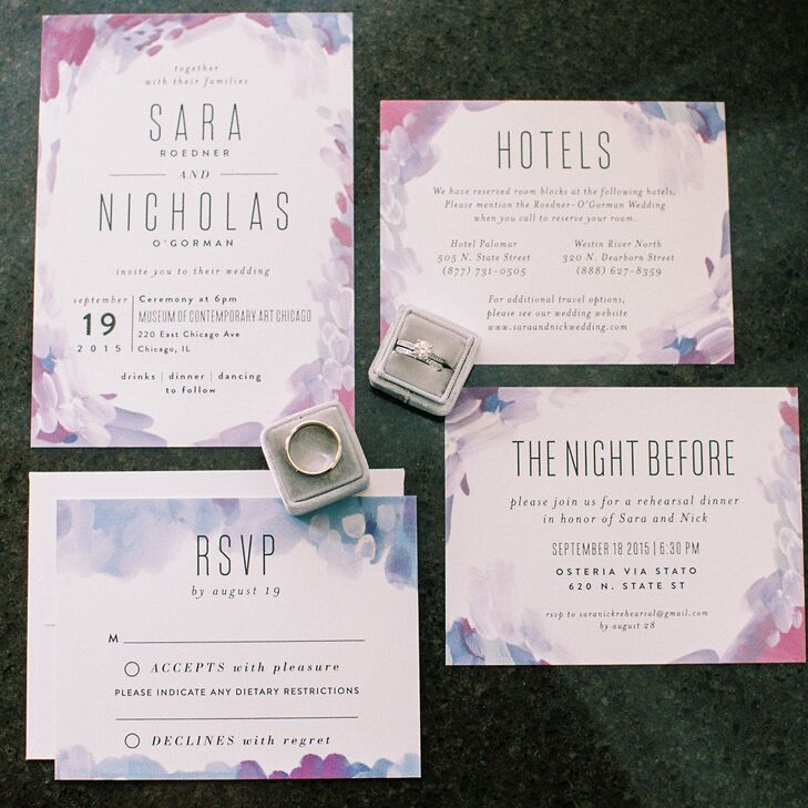 Modern Purple Watercolor Wedding Invitations