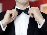 black tuxedo and black bow tie