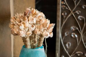 Dried Plant Accents in Blue Vase