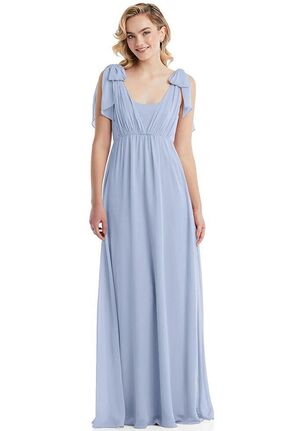 Dessy Group Empire Waist Shirred Skirt Convertible Sash Tie Maxi Dress - TH095 One Shoulder Bridesmaid Dress