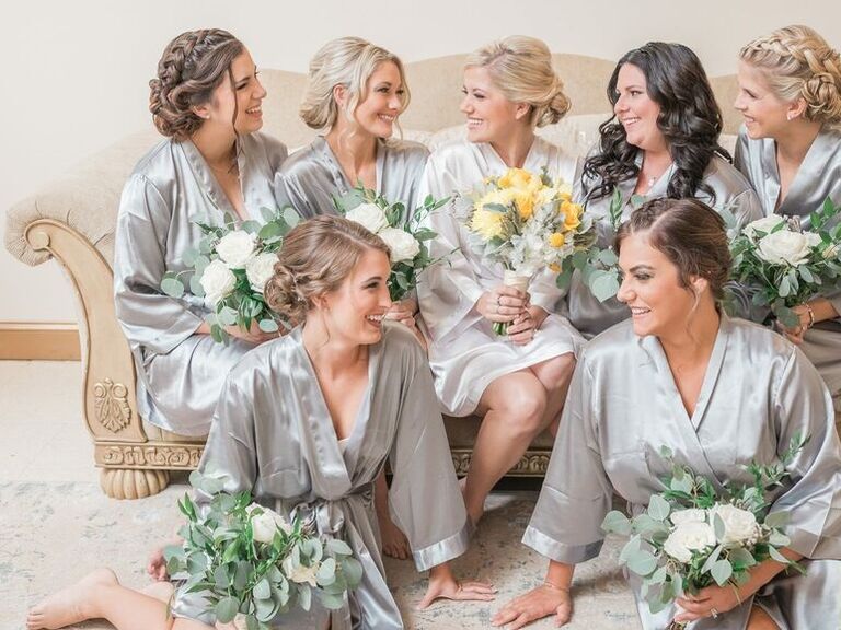 Bride and bridesmaids ready for the big day. 