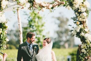 Romantic Birch and Rose Garland Chuppah