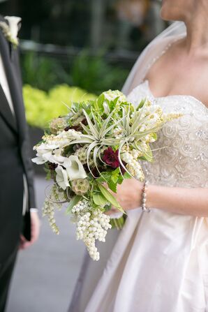 Lily, Scabiosa Pod and Greenery Bouquet