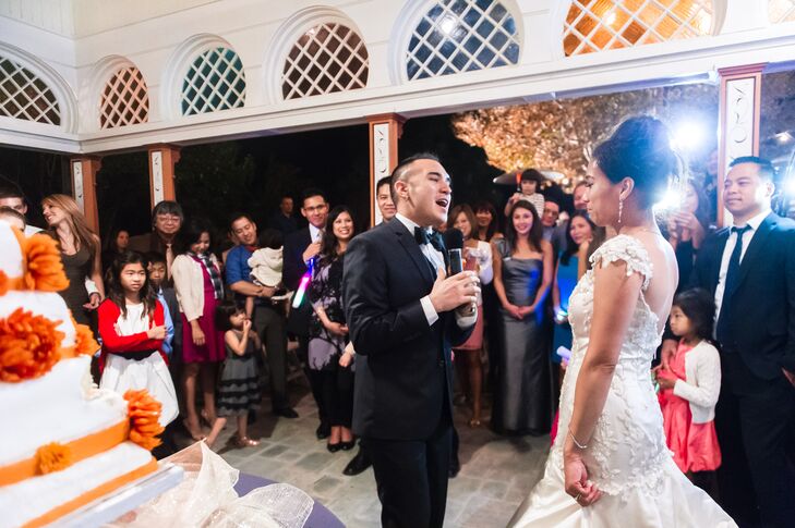 Since Joel sang to Chantley during his proposal, it was only right that he sang to his wife during the reception.