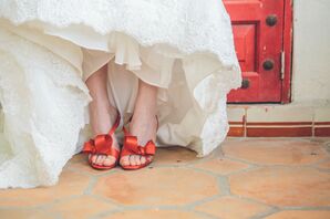 Red Peep-Toe Valentino Bridal Shoes