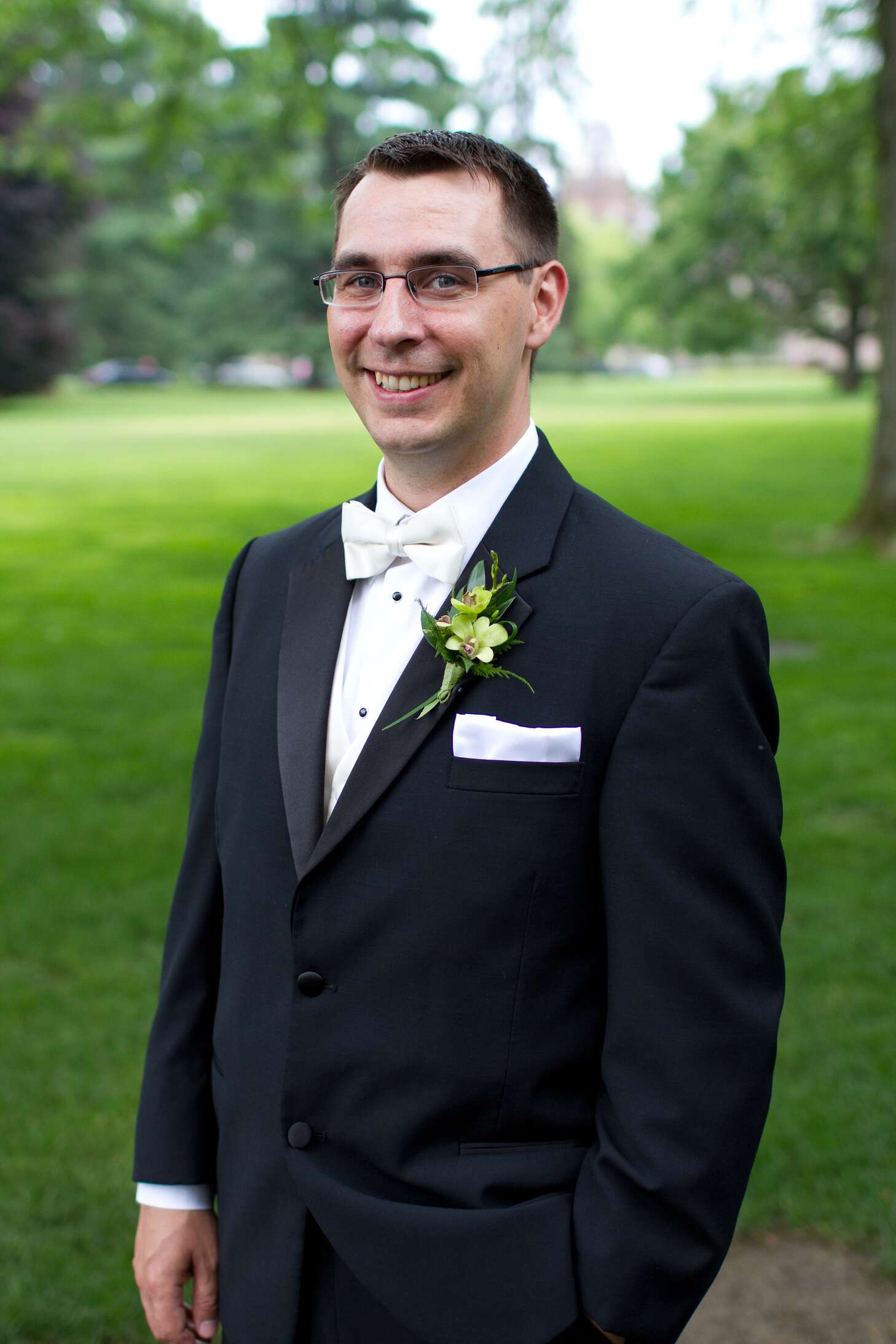 White Tuxedo with black Bow Tie Monogram Classic Round Sticker