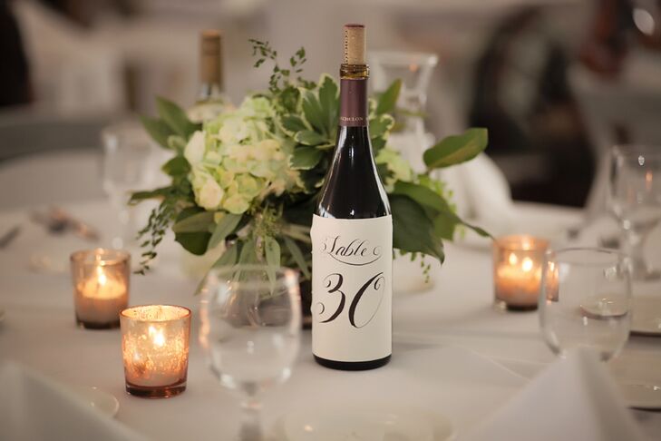 Wine Bottle Label Reception Table Numbers