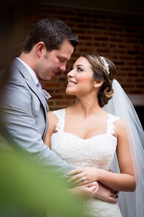 Bridal Updo With Braid Crown and Embellished Headband