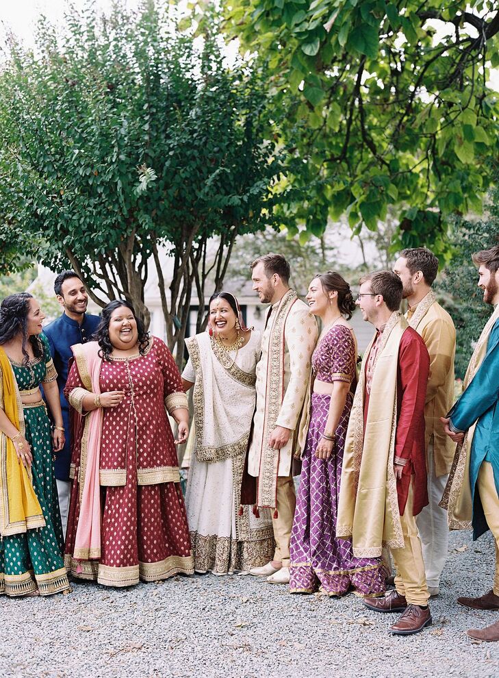 Wedding Party in Traditional Indian Attire at The Clifton Inn in Charlottesville, Virginia
