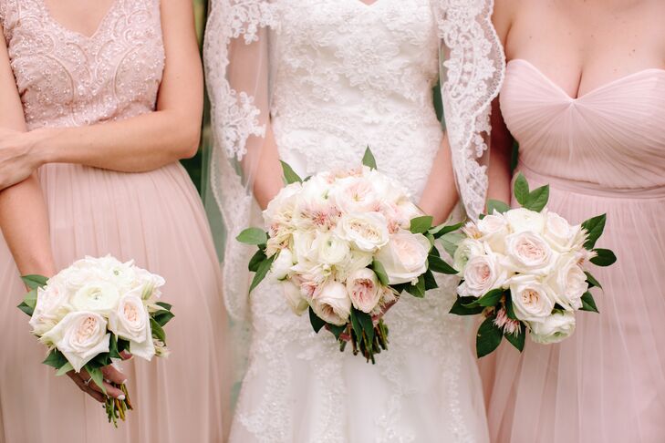 Pale Blush Rose and Ranunculus Bouquets