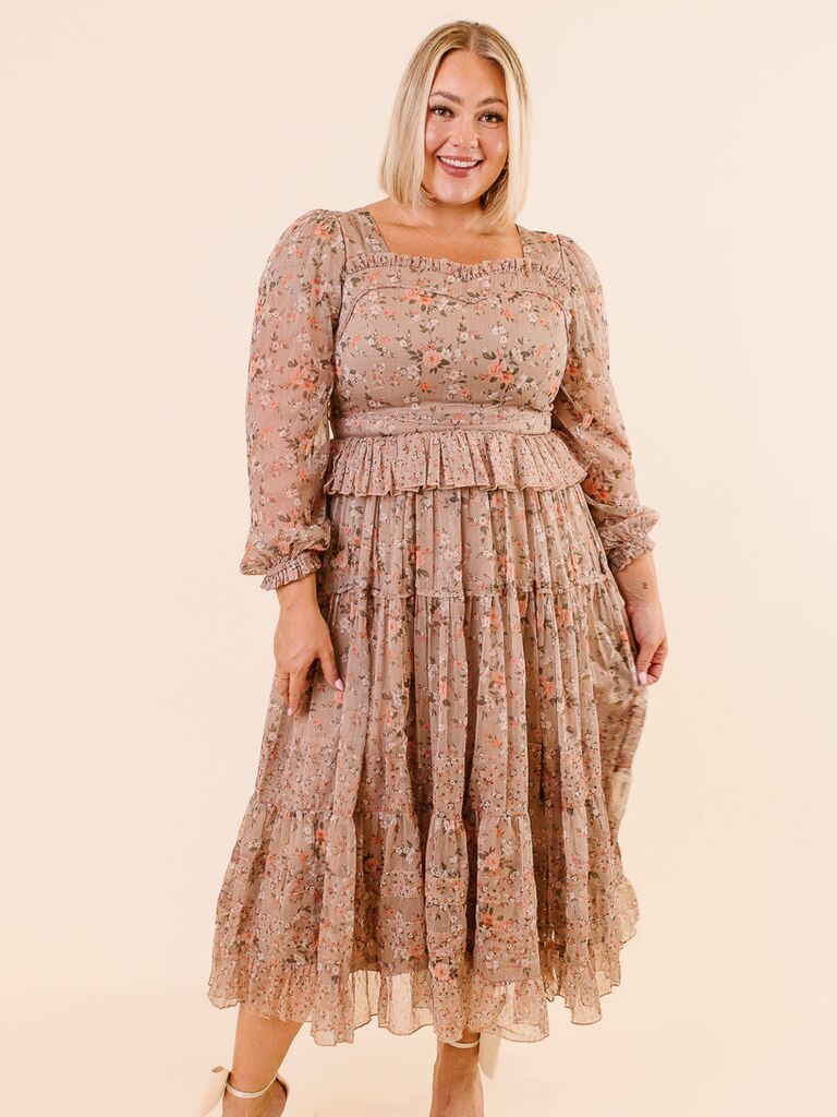 Floral plus size wedding guest dress from Ivy City Co.