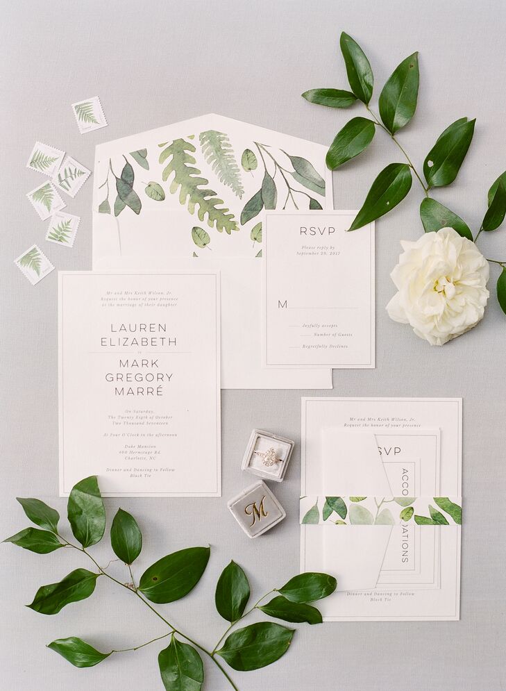 Watercolor Leaf Envelope Liners and Belly Bands