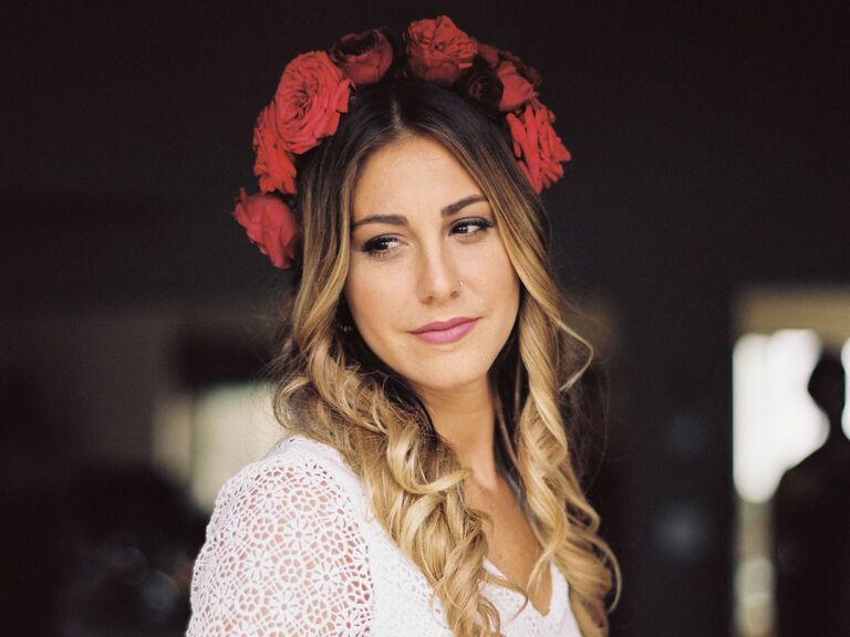 Red Garden Rose Flower Crown - bridal crowns