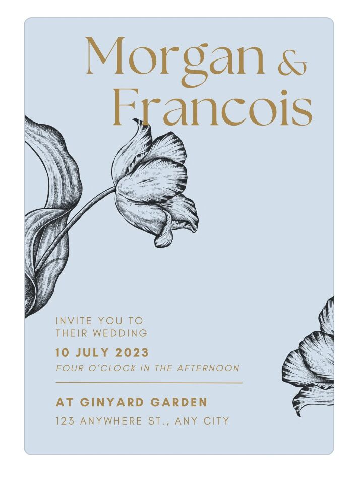 Tulip wedding invitation downloadable wedding invites floral