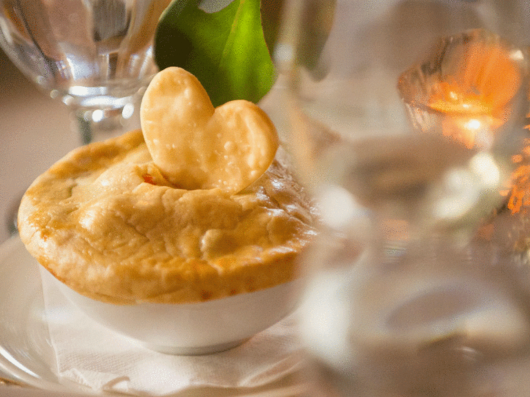 Chicken pot pie winter comfort food at a winter wedding. 