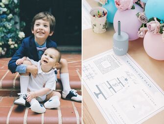 Two children and fun activity for wedding reception
