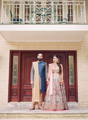 Bride and Groom in Traditional Indian Attire for Sikh Wedding in Fairfax Station, Virginia