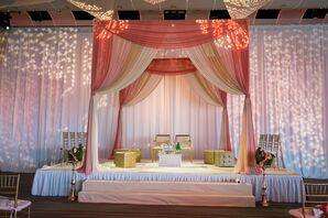 Pink and Ivory Mandap with Uplighting