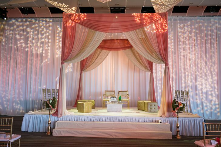 Pink and Ivory Mandap with Uplighting