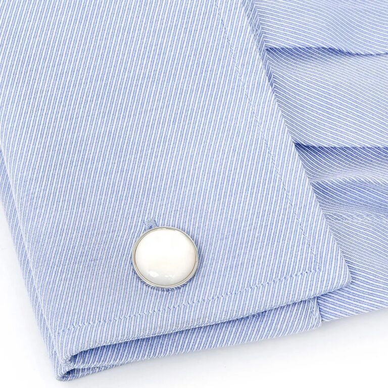 Mother-of-pearl cuff links 12-year anniversary modern gift for him