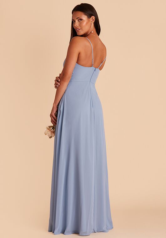 Birdy Grey Theresa Dress in Chiffon Dusty Blue V-Neck Bridesmaid Dress - 3