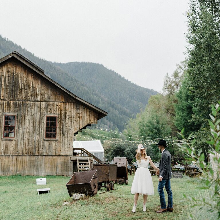 Rustic Engagement Photo ideas outside by barn