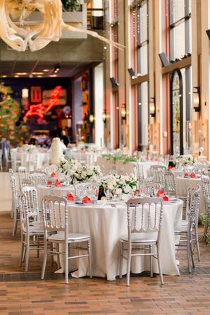Round Reception Tables with Ivory Linens