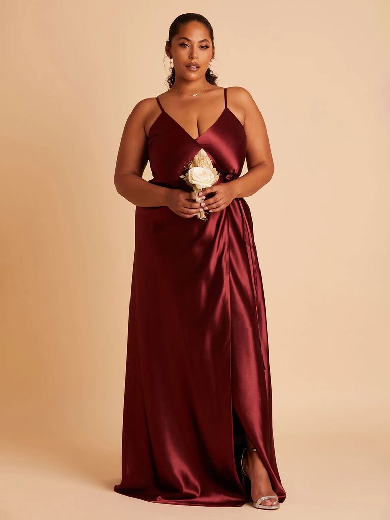 Birdy Grey autumn satin bridesmaid dress in cabernet 