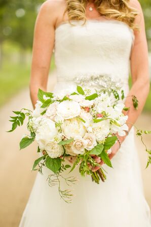 Whimsical White, Light Pink, and Green Flower Bouquet