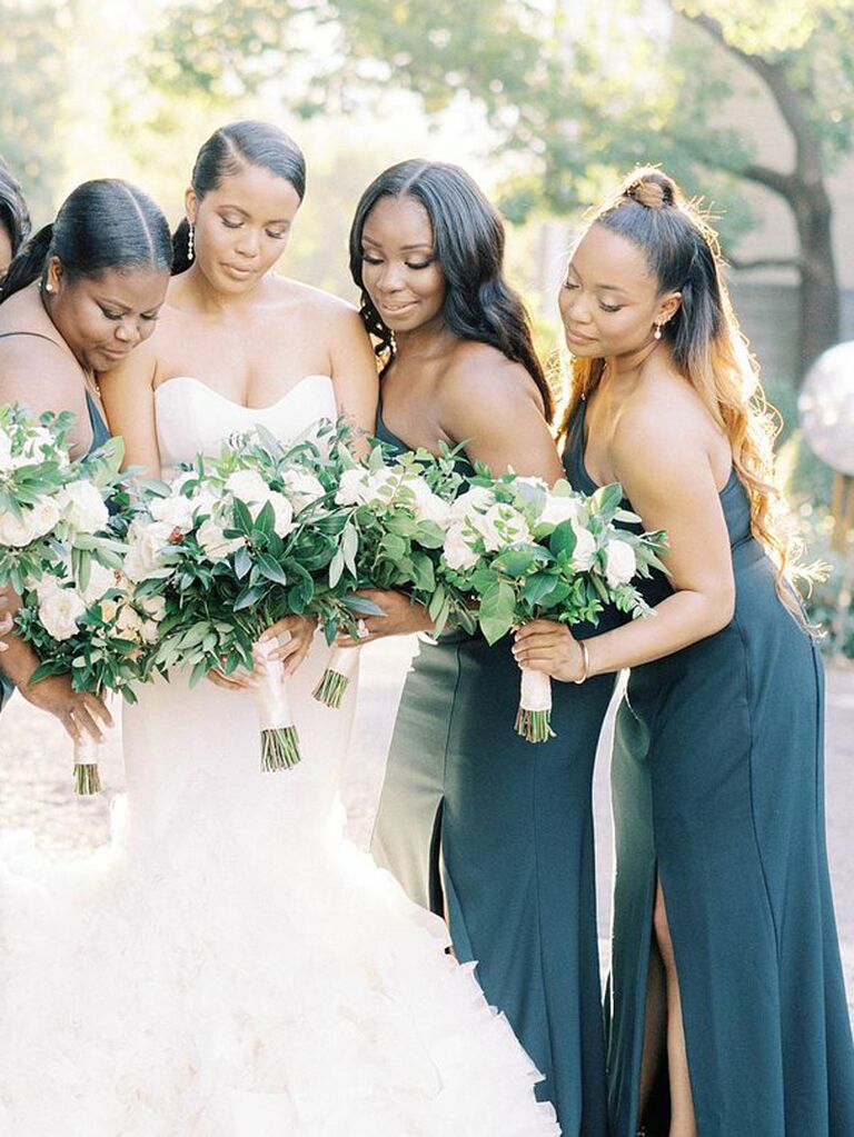 Bridesmaid half updo top knot