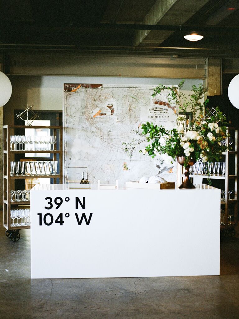 Custom bar idea for a personalized wedding. 
