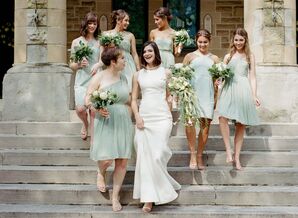 Elegant, Short Mint Chiffon Bridesmaid Dresses